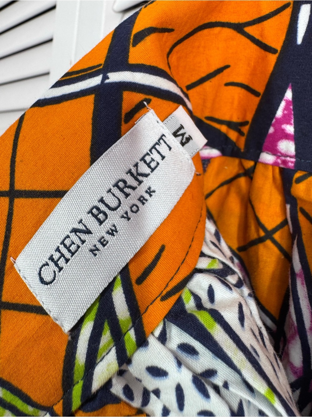 Chen Burkett New York Long Maxi Skirt African Print Orange Geometric Medium - Picture 10 of 11